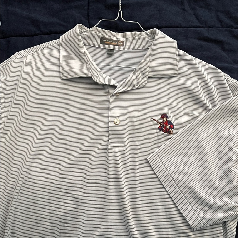 Peter Millar Light Gray Striped Polo Shirt